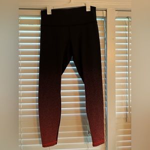 Lululemon Wunder Under HR Tight Ombré Speckle Black Red Size 14 Leggings